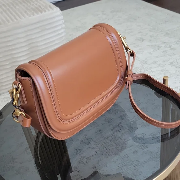 Zara Tan Leather Crossbody Bag - Picture 2 of 15